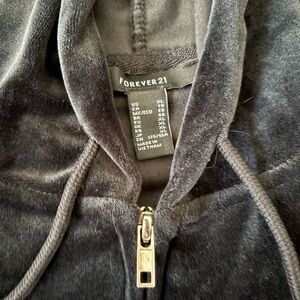 Forever 21 Charcoal Velvet Zip-Up Jacket